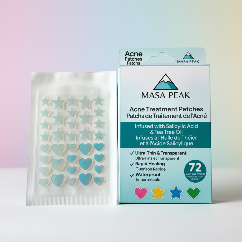 Masa Peak Acne Patches – 72 Hydrocolloid Star & Heart Patches with Salicylic Acid