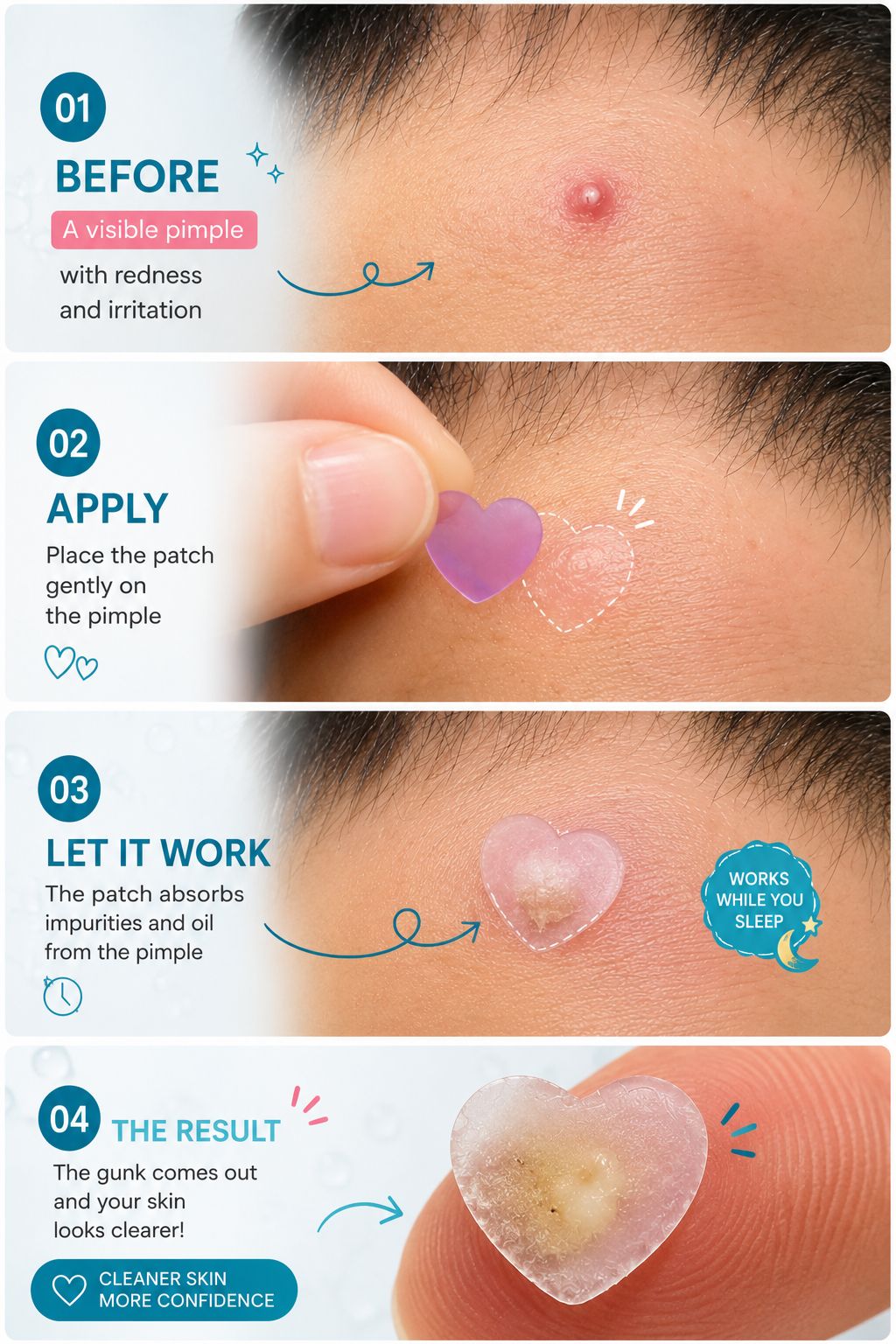 Masa Peak Acne Patches – 72 Hydrocolloid Star & Heart Patches with Salicylic Acid