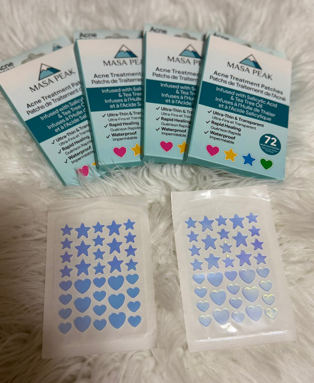 Masa Peak Acne Patches – 72 Hydrocolloid Star & Heart Patches with Salicylic Acid