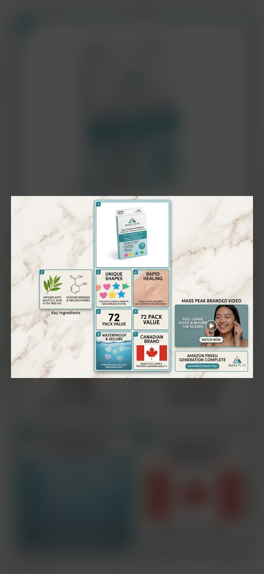 Masa Peak Acne Patches – 72 Hydrocolloid Star & Heart Patches with Salicylic Acid