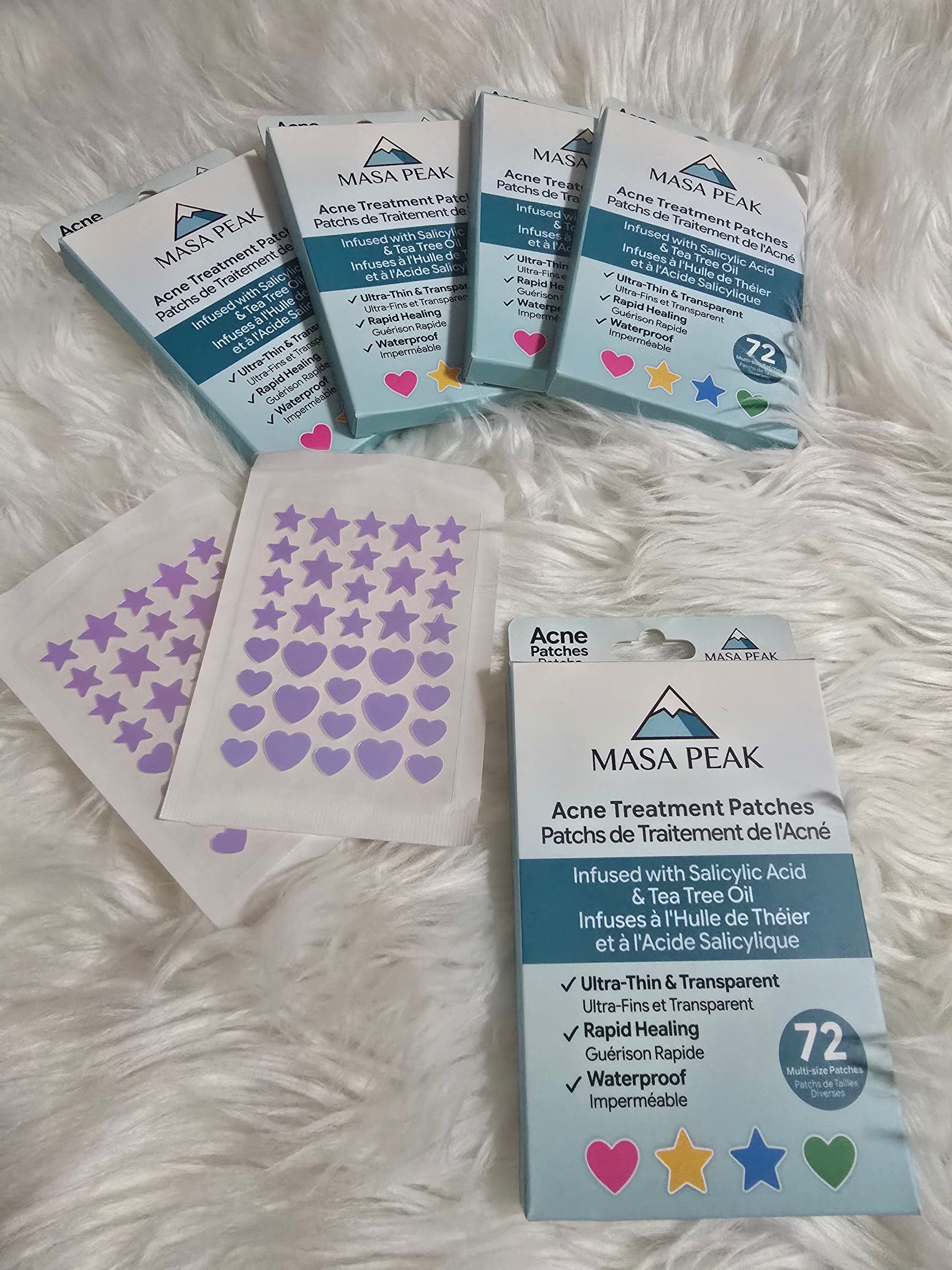 Masa Peak Acne Patches – 72 Hydrocolloid Star & Heart Patches with Salicylic Acid