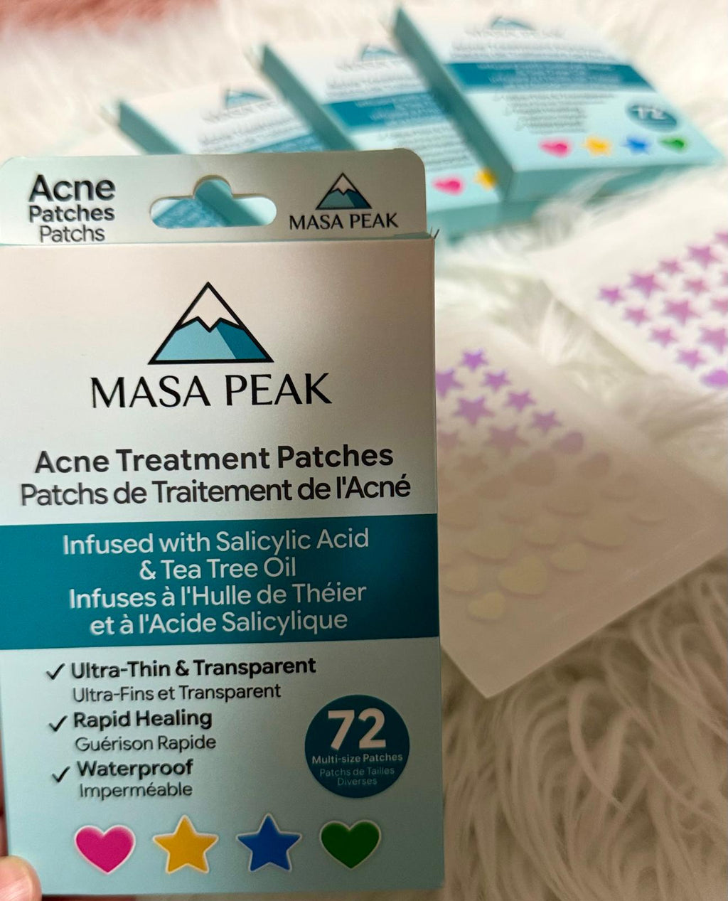 Masa Peak Acne Patches – 72 Hydrocolloid Star & Heart Patches with Salicylic Acid